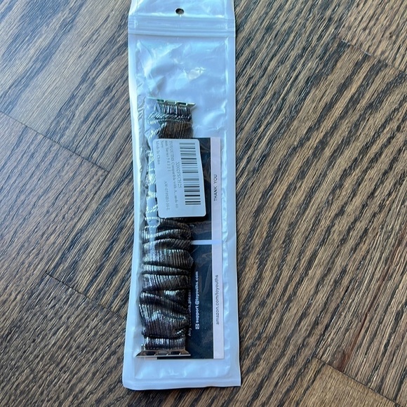 Silver black metallic scrunchy watch band for Apple Watch 38/40 BAND ONLY - Picture 2 of 6